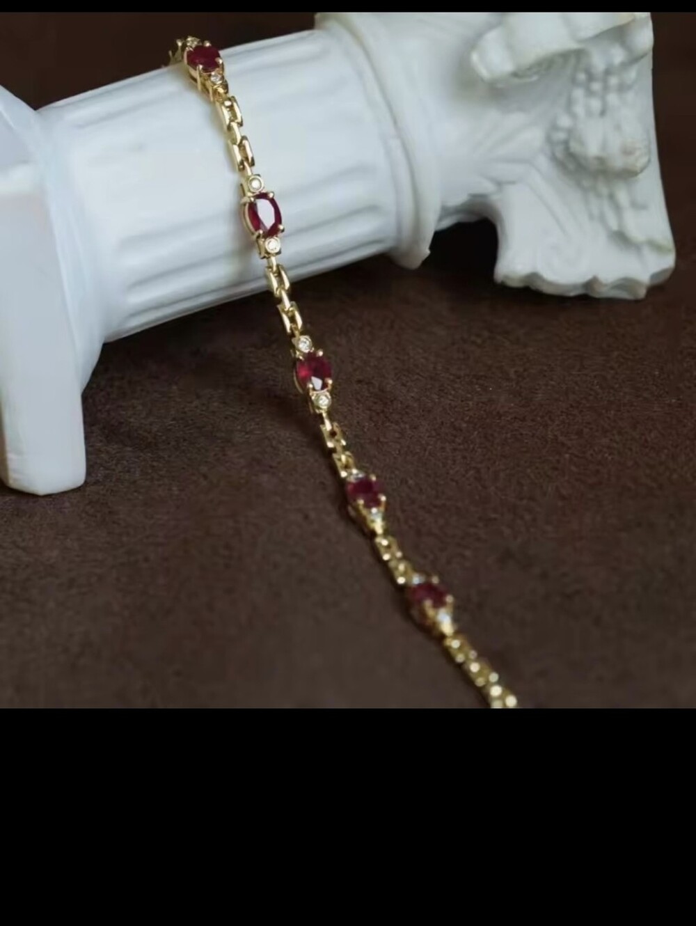 Inlaid Ruby Diamond Bracelet 14k Gold Plated